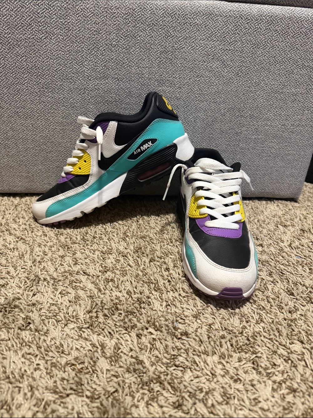 Nike Big Kids Air Max Sneakers - Teal/Black/White/Purple/Yellow